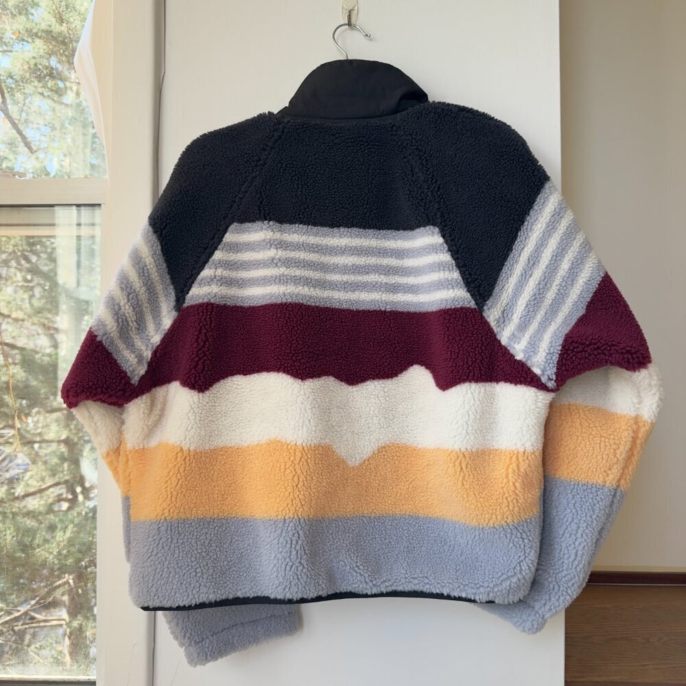 Free People Movement Hit The Slopes Printed Fleece Jacket Papaya Stripe Small - Picture 5 of 13